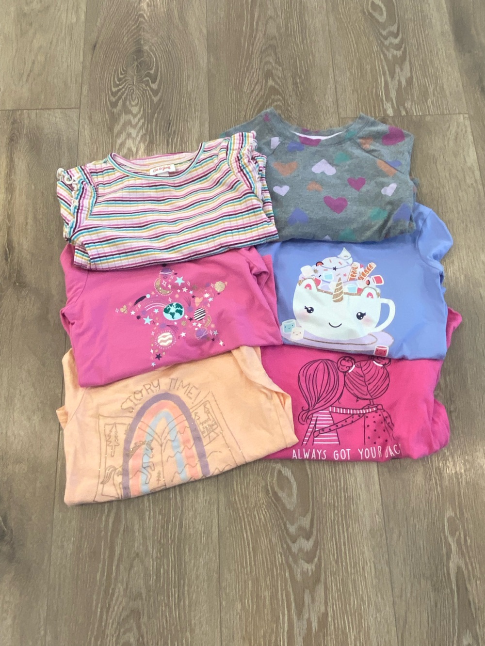 Girls' Colorful Graphic Long sleeve Tee Bundle (6 shirts!)